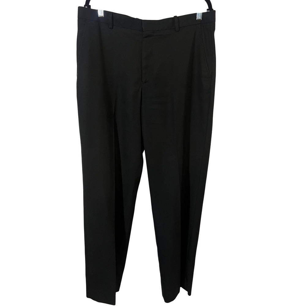 Men's Perry Ellis Dress Pants 36/32 Classic Fit Minimalist Black Trousers